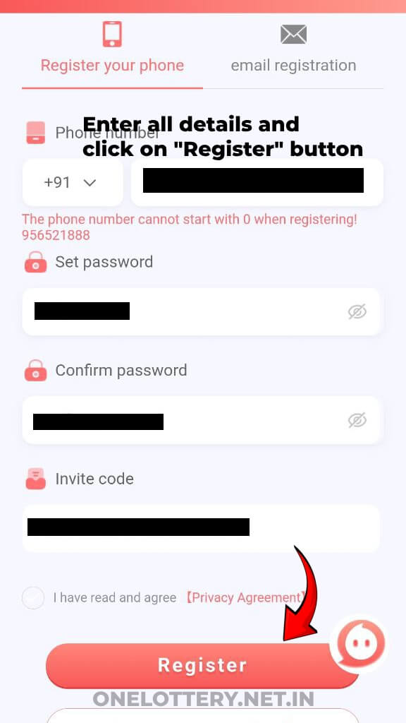 11 lottery registration page